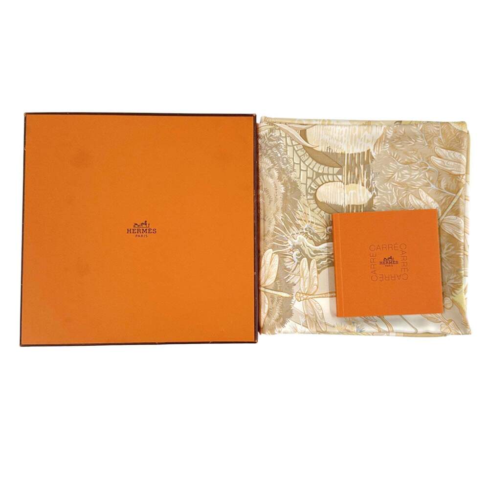 HERMES Cream Silk Scarf - Picture 6 of 8